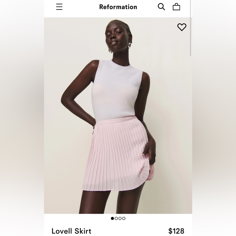 Reformation Pink Pleated Mini Skirt
